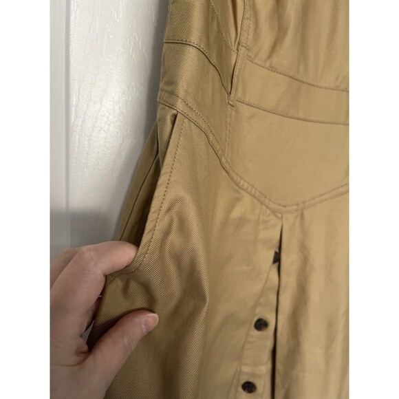 Banana Republic Drop Waist Midi Dress Brown Button Size 4P - Picture 5 of 13
